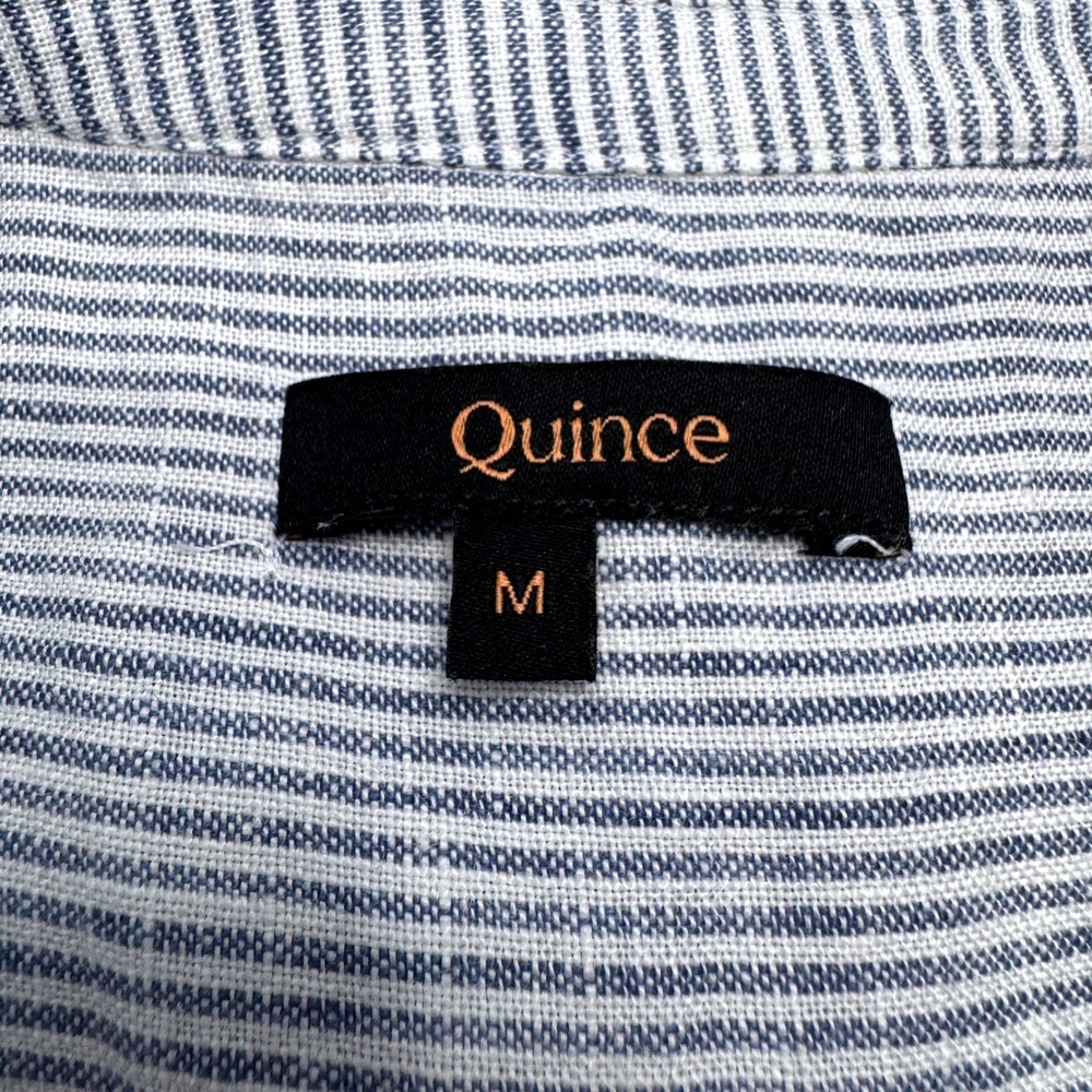 QUINCE 100% European Linen Sleeveless Swing Dress M Blue Pinstripe EUC Beach - Picture 3 of 10